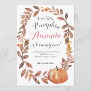 Rustic Pumpkin Autumn Fall Birthday Party Invitation