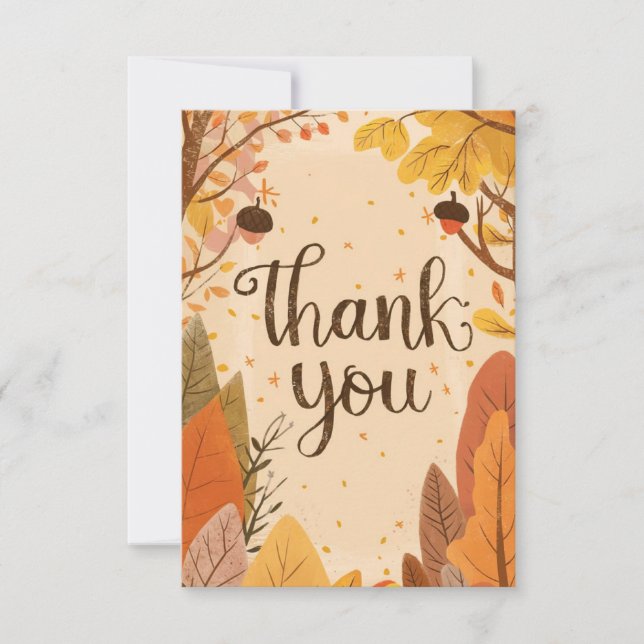 Rustic Pumpkin Autumn Fall Thank You Card (Front)