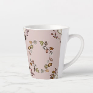 Rustic Pumpkin & Autumn Leaves Wreath Pattern Latte Mug