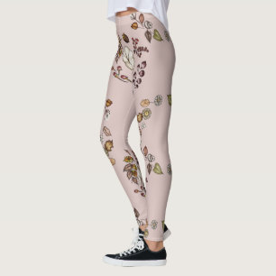 Rustic Pumpkin & Autumn Leaves Wreath Pattern Leggings