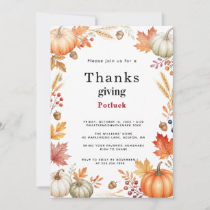 Rustic Pumpkin Autumn Thanksgiving Potluck Invitation
