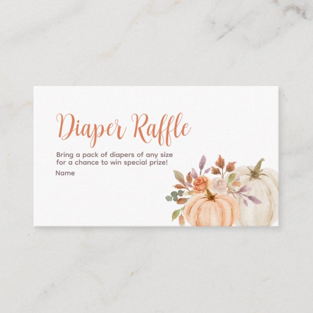 Rustic pumpkin Baby Shower - Diaper Raffle Card (Front)