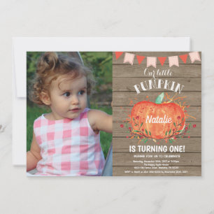 Rustic Pumpkin Birthday Invitation Pink