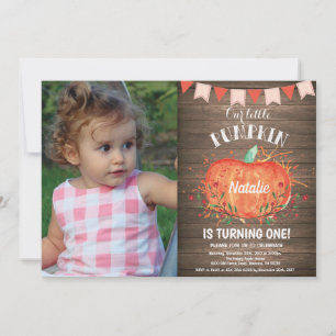 Rustic Pumpkin Birthday Invitation Pink