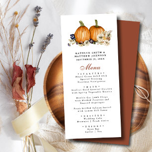 Rustic Pumpkin Botanical Autumn Fall Wedding Menu