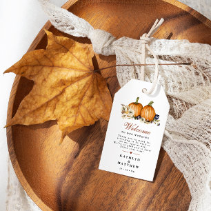 Rustic Pumpkin Botanical Autumn Wedding Welcome Gift Tags