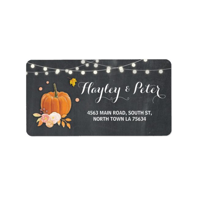 Rustic Pumpkin Chalk Address Light Labels Stickers (Front)