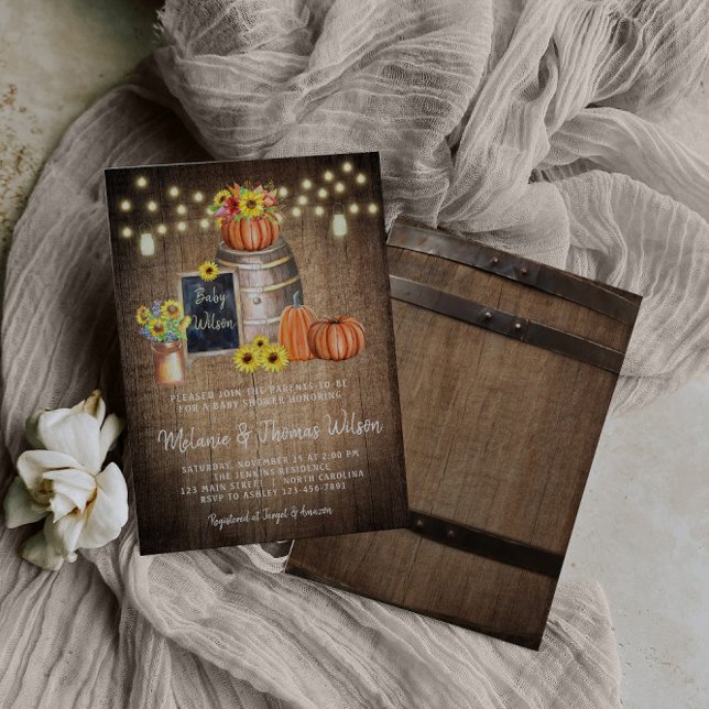 Rustic Pumpkin Fall Baby Shower Invitation (Creator Uploaded)