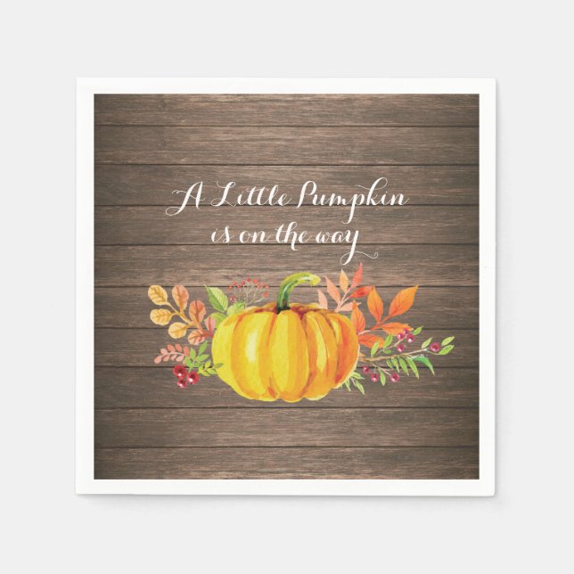 Rustic Pumpkin Fall Baby Shower Napkin (Front)