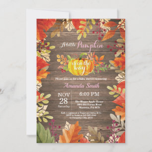 Rustic Pumpkin Fall Girl Baby Shower Invitation