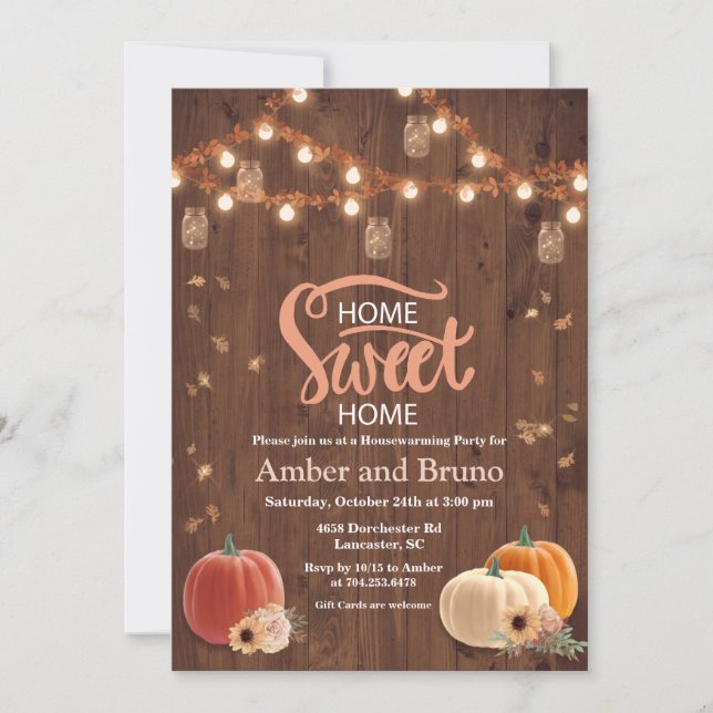 Rustic Pumpkin Fall Housewarming Invitation (Front)