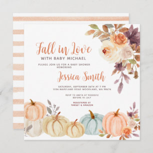 Rustic Pumpkin Fall in Love Baby Shower Invitation