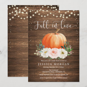 Rustic Pumpkin Fall in Love Bridal Shower Invites