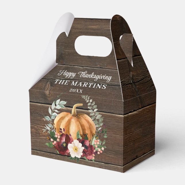 Rustic Pumpkin Fall Thanksgiving  Favor Box (Front Side)