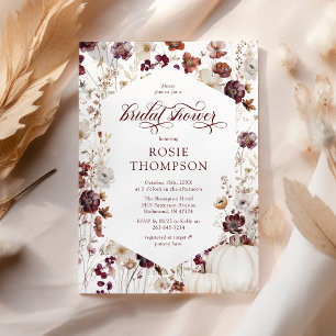 Rustic Pumpkin Fall Wildflower Bridal Shower Invitation