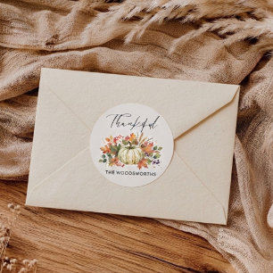 Rustic Pumpkin Family Name Thanksgiving Classic Round Sticker