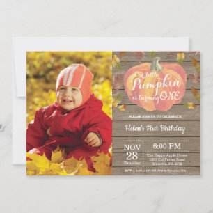 Rustic Pumpkin First Birthday Invitation Orange