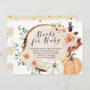 Rustic Pumpkin Floral Baby Shower Books for Baby Invitation Postcard