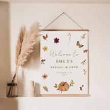 Rustic Pumpkin Floral Bridal Shower Welcome Sign