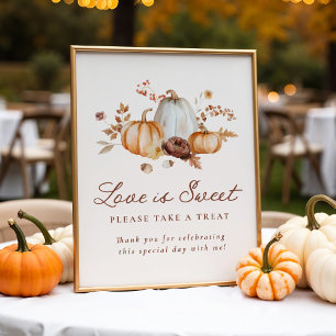 Rustic Pumpkin Floral Love is Sweet Favors Sign