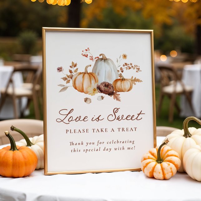 Rustic Pumpkin Floral Love is Sweet Favours Sign (Creator Uploaded)