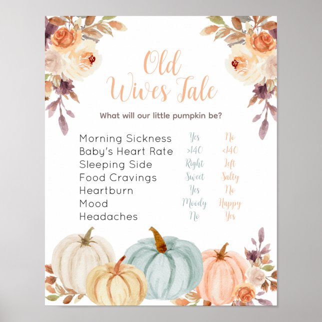 Rustic Pumpkin Floral Old Wives Tales Poster (Front)
