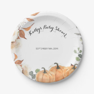 Rustic Pumpkin Floral Party Paper Plates