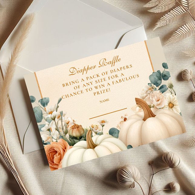 Rustic Pumpkin Floralm Diapper Raffle Enclosure Card (Creator Uploaded)