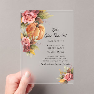 Rustic Pumpkin Friendsgiving Acrylic Invitations