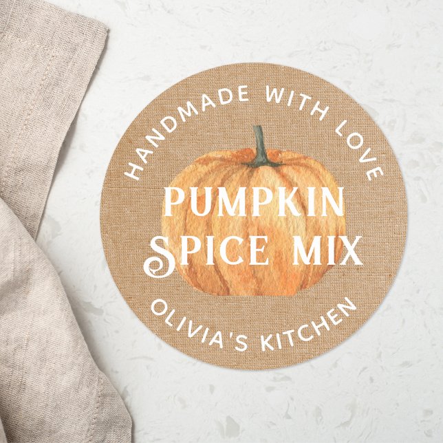 Rustic Pumpkin Handmade with Love Spice Mix Gift Classic Round Sticker (Creator Uploaded)
