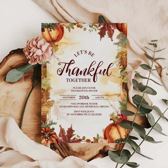 Rustic Pumpkin Harvest Thanksgiving Dinner Invitation (Creator Uploaded)
