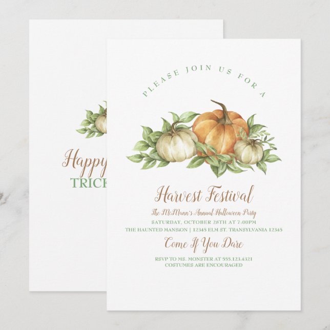 Rustic Pumpkin Invitation (Front/Back)