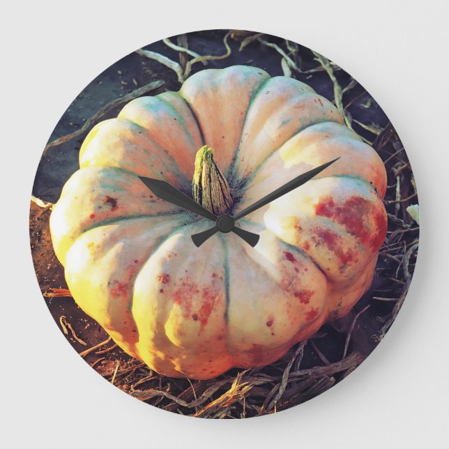 Rustic Pumpkin  Large Clock (Front)
