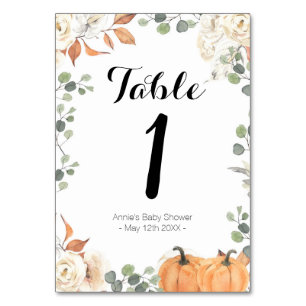 Rustic pumpkin Modern Table Number