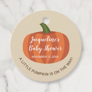 Rustic Pumpkin On The Way Fall Baby Shower Favour Tags