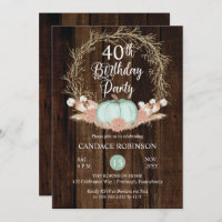 Rustic Pumpkin Pampas Wreath 40th Birthday Party I