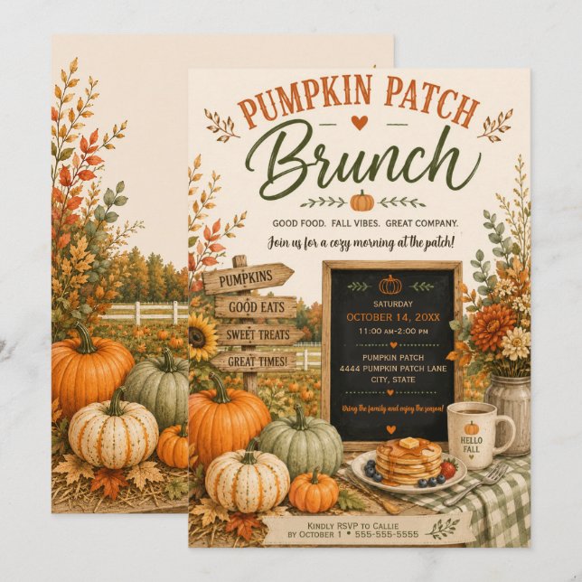 Rustic Pumpkin Patch Fall Autumn Party  Invitation (Front/Back)