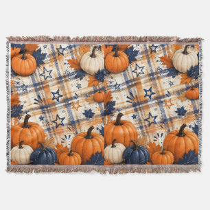 Rustic Pumpkin Plaid Throw Blanket – Cozy Autumn H