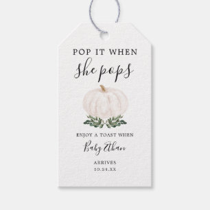 Rustic Pumpkin Pop It When She Pops Baby Shower  Gift Tags