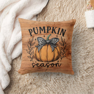 Rustic Pumpkin Season Fall Cozy Throw Pillow