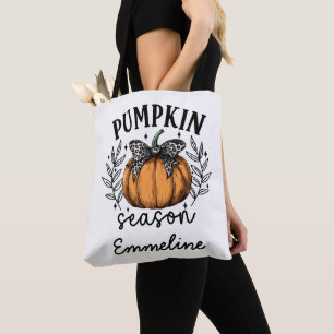 Rustic Pumpkin Season Fall Thanksgiving Name Tote Bag