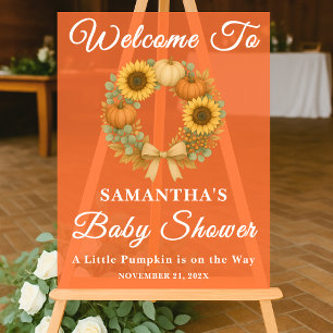 Rustic Pumpkin Sunflower Fall Baby Shower Welcome Acrylic Sign