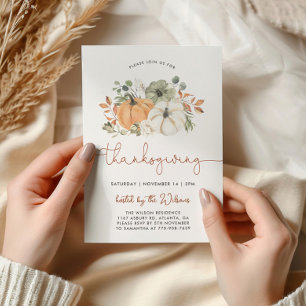 Rustic Pumpkin Thanksgiving Dinner Invitation