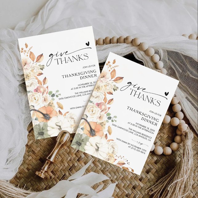 Rustic Pumpkin Thanksgiving Dinner Invitation (Créateur téléchargé)