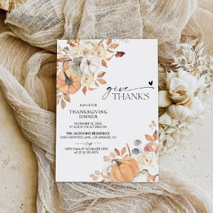 Rustic Pumpkin Thanksgiving Dinner Invitation
