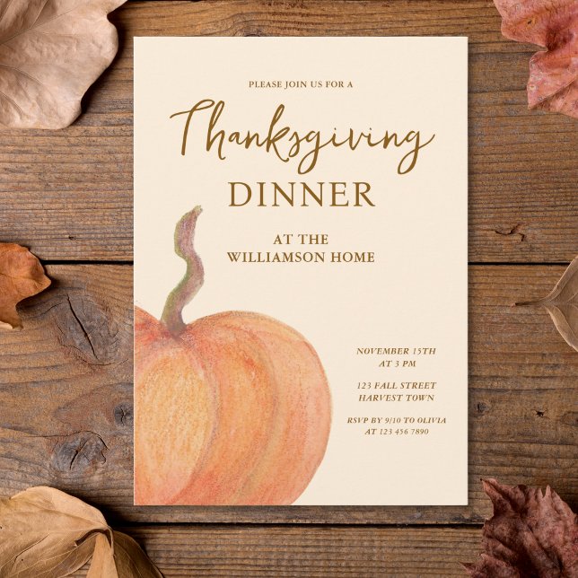 Rustic Pumpkin Thanksgiving Dinner  Invitation (Creator Uploaded)