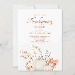 Rustic Pumpkin Thanksgiving Dinner  Invitation