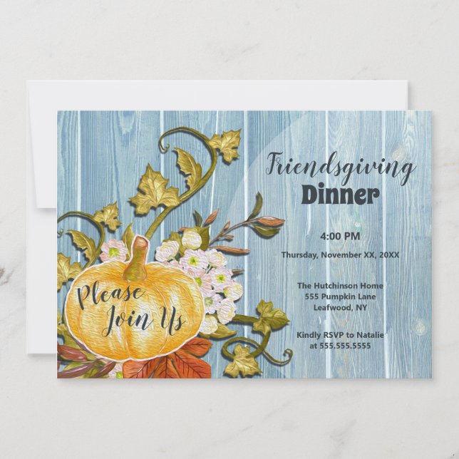 Rustic Pumpkin Thanksgiving Friendsgiving Invitation (Front)