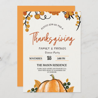 Rustic Pumpkin Thanksgiving Invitation