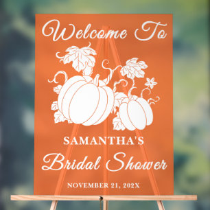 Rustic Pumpkin Vine Fall Bridal Shower Welcome Acrylic Sign